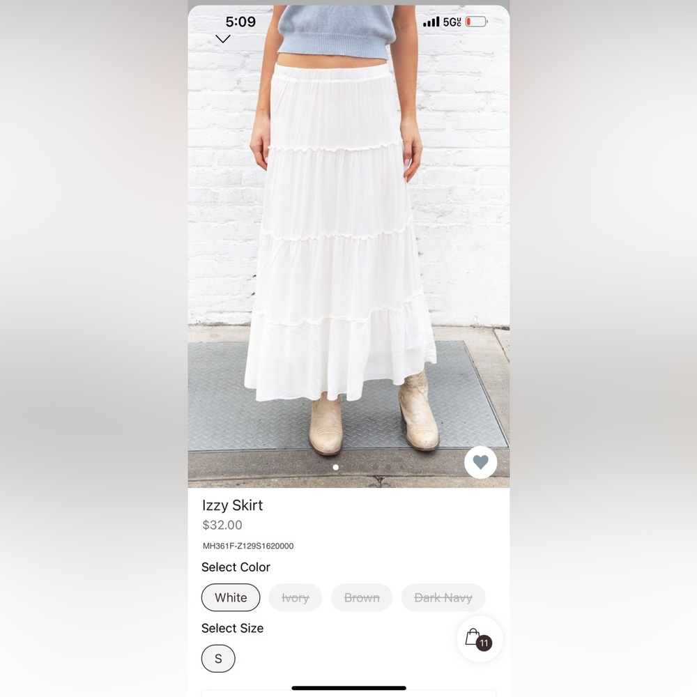 Brandy Melville Izzy Skirt - White - NWOT